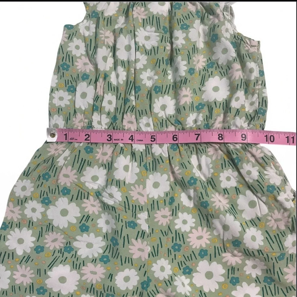 Set of 2 Girls Rompers- Green Floral and a Peach color Pineapple foil Print.